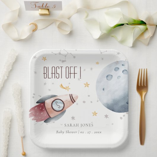 Niedliche Raumsonde Starry Planet Rocket Baby Dusc Pappteller (Hochzeit)