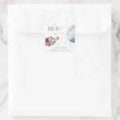 Niedliche Raumsonde Starry Planet Rocket Baby Dusc Quadratischer Aufkleber (Tasche)