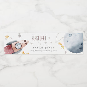 Niedliche Raumsonde Starry Planet Rocket Baby Dusc Wasserflaschenetikett