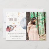 Niedliche Raumsonde-Starry-Rakete-Planet-Kinderdus Dankeskarte (Vorderseite)