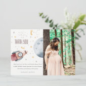 Niedliche Raumsonde-Starry-Rakete-Planet-Kinderdus Dankeskarte (Stehend Vorderseite)