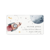 Niedliche Raumsonde Sternenplaneten Geburtsdatum A Adressaufkleber (Vorne)