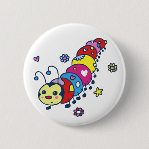 Niedliche Raupe Button