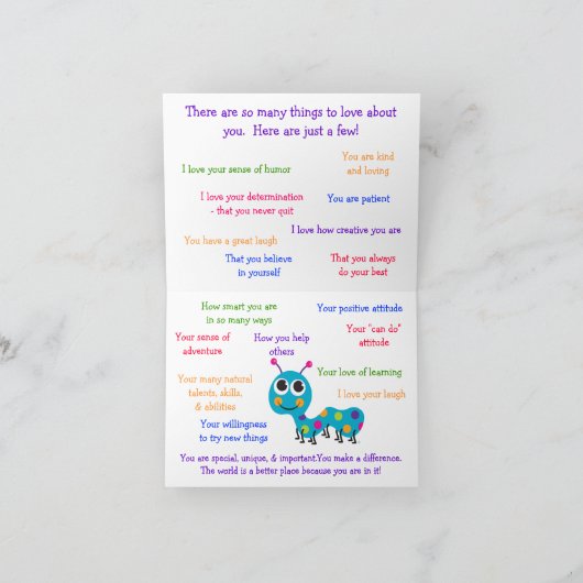 Niedliche Raupe Card für Kinder - Personalisiert Karte (Innenseite)