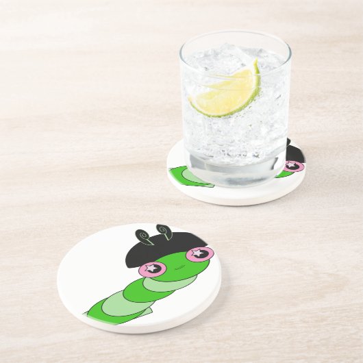 Niedliche Raupe Getränkeuntersetzer (Seite)
