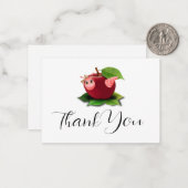 Niedliche Raupe und Apple Vielen Dank Note Card Mitteilungskarte (Vorderseite/Rückseite Beispiel)