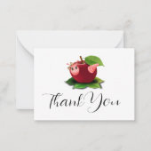 Niedliche Raupe und Apple Vielen Dank Note Card Mitteilungskarte (Vorderseite)