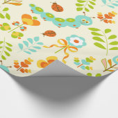 Niedliche Raupe und Blumen Geschenkpapier (Ecke)