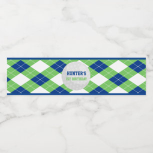 Niedliche Raute Pattern Golf Themed Wasserflaschenetikett