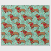 Niedliche Raute Weihnachts-Dackel Dog Wrapping Pap Geschenkpapier (Flach)