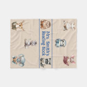 Niedliche "Reading Nook"-Aquarelltiere Fleecedecke (Vorderseite (Horizontal))