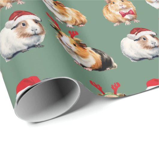 Niedliche realistische Guinea Weihnachten Geschenkpapier (Rolleneckpunkt)