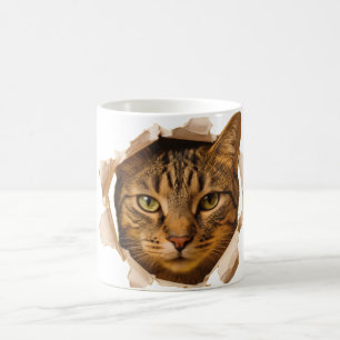 Niedliche realistische Katzen-Gesichts-Kaffeetasse Kaffeetasse