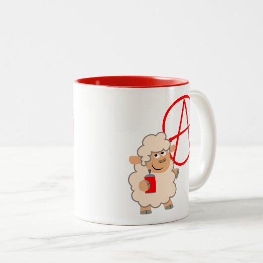 Niedliche Rebellische Cartoon Schafe Zweifarbige Tasse (VorderseiteRechts)