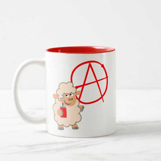 Niedliche Rebellische Cartoon Schafe Zweifarbige Tasse (Links)