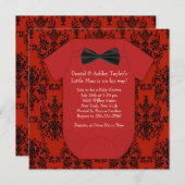 Niedliche Red and Black Baby Boy Dusche Einladung (Vorne/Hinten)