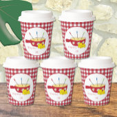 Niedliche Red and White Paper Cups mit Fondue Pot Pappbecher