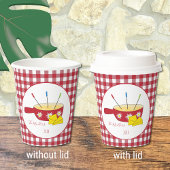 Niedliche Red and White Paper Cups mit Fondue Pot Pappbecher