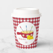 Niedliche Red and White Paper Cups mit Fondue Pot Pappbecher (Vorderseite)