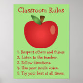 Niedliche Red Apple Custom Classroom Rules Poster (Vorne)