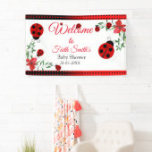 Niedliche Red & Black Ladybugs | Aquarellfarbene B Banner (Insitu)