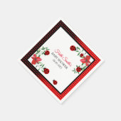 Niedliche Red & Black Ladybugs | Aquarellfarbene B Serviette (Ecke)