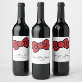 Niedliche Red Bow Whimsical Baby Dusche Weinetikett (Flaschen)