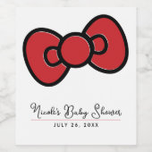 Niedliche Red Bow Whimsical Baby Dusche Weinetikett (Einzelnes Label)