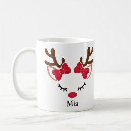 Niedliche Red Bows Girl Rentier Weihnachtsfeier Ta Kaffeetasse
