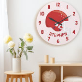 Niedliche Red Boys Football Helm Schlafzimmerwand Große Wanduhr