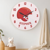 Niedliche Red Boys Football Helm Schlafzimmerwand Große Wanduhr