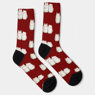 Niedliche Red Cat Pattern Socken - Cosy & Stylish