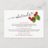 Niedliche Red Cherries Modern Script Wedding Detai Begleitkarte (Vorderseite)