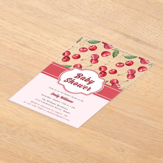 Niedliche Red Cherry Kinderdusche Acryleinladungen (Ablage )