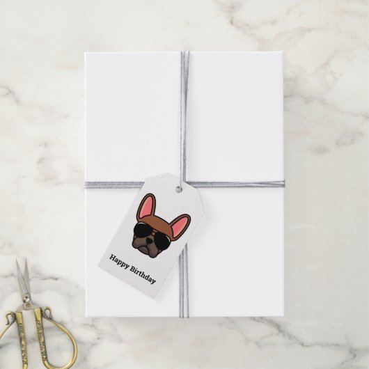 Niedliche Red Fawn French Bulldog-Geschenketikette Geschenkanhänger (Mit Garn)