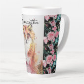 Niedliche Red Fox Animal Rose Aquarellfarbe Latte  Milchtasse (Rechte Ecke)