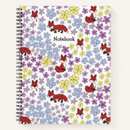 Niedliche Red Fox farbige Blume anpassen Notizblock