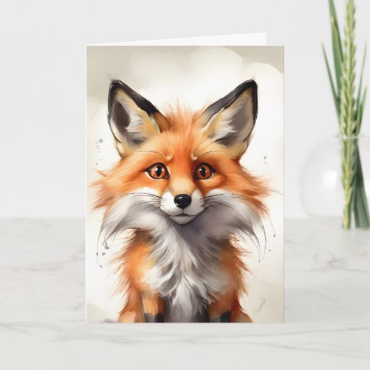 Niedliche Red Fox Kinderzimmer Portrait Blank Gruß Karte (Vorderseite)