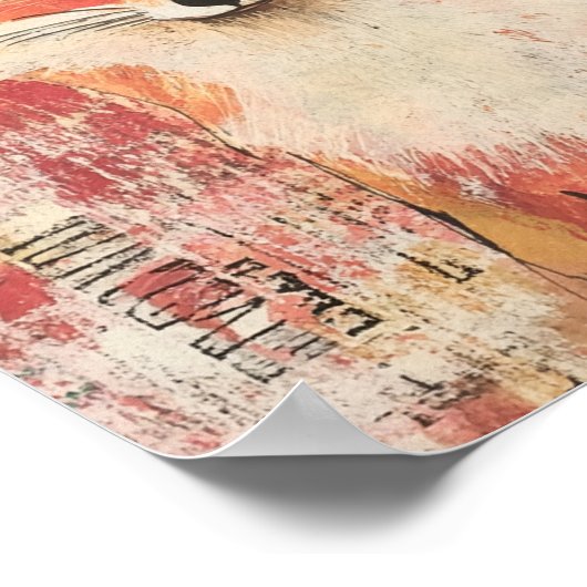 Niedliche Red Fox-Mischmedien Poster (Ecke)