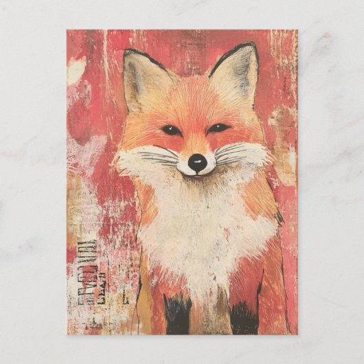 Niedliche Red Fox-Mischmedien Postkarte (Vorderseite)