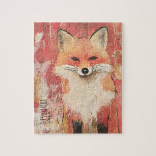 Niedliche Red Fox-Mischmedien Puzzle