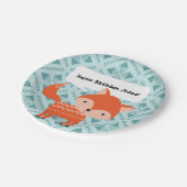 Niedliche Red Fox Personalisierten Party Teller (Schrägansicht)