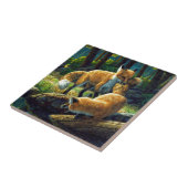 Niedliche Red Fox Pups Fliese (Seite)