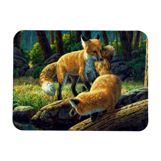 Niedliche Red Fox Pups Magnet (Horizontal)