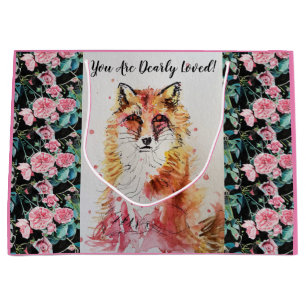 Niedliche Red Fox & Rose Sie sind sehr liebte Gesc Große Geschenktüte