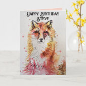 Niedliche Red Fox Wasserfarben Mens Geburtskarte Karte (Gelbe Blume)