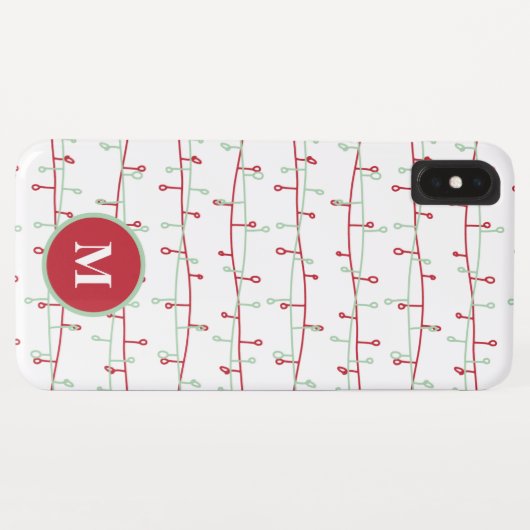 Niedliche Red & Green Christmas Lights Monogram Case-Mate iPhone Hülle (Rückseite (Horizontal))