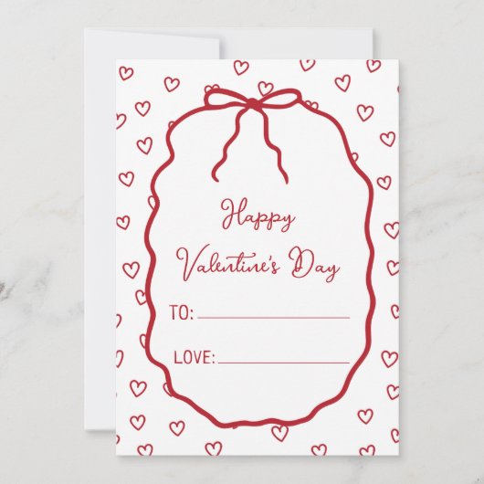 Niedliche Red Hearts & Bow Custom Valentine's Day  (Vorderseite)