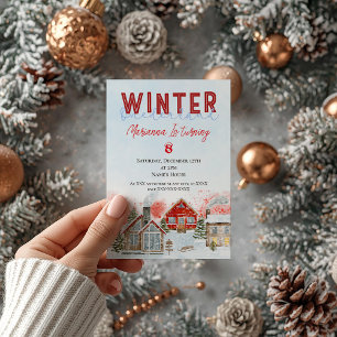 Niedliche Red House Snow Weihnachten Geburtstagspa Einladung
