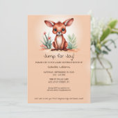 Niedliche Red Kangaroo Baby Shower Jump to Joy Einladung (Stehend Vorderseite)